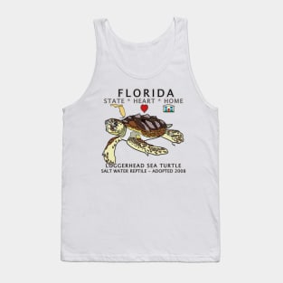 Florida - Loggerhead Sea Turtle - State, Heart, Home - State Symbols Tank Top